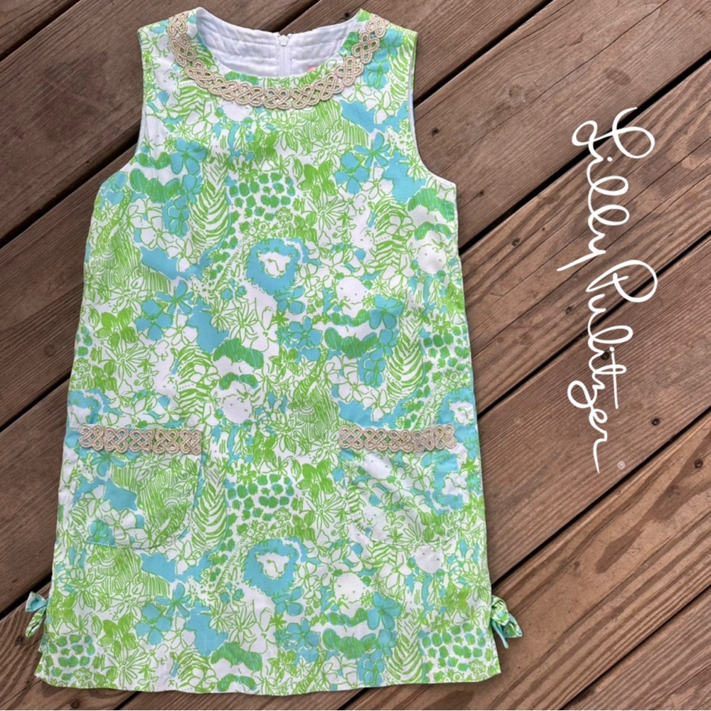 Lilly Pulitzer Classic Shift It’s A Zoo Limeade Girls Dress 8